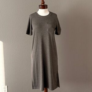Madewell Ribbed Pocket Tee T Shirt Dress Sz Small Relaxed Hthr Charcoal